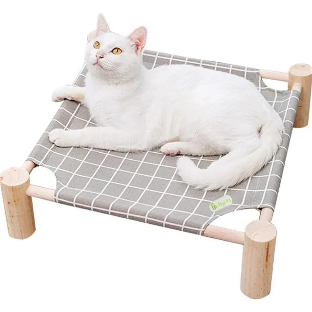 Cat/Dog Bed,Wooden PetHammock Bed,Elevated Breathable Dog Bed,DetachablePortable